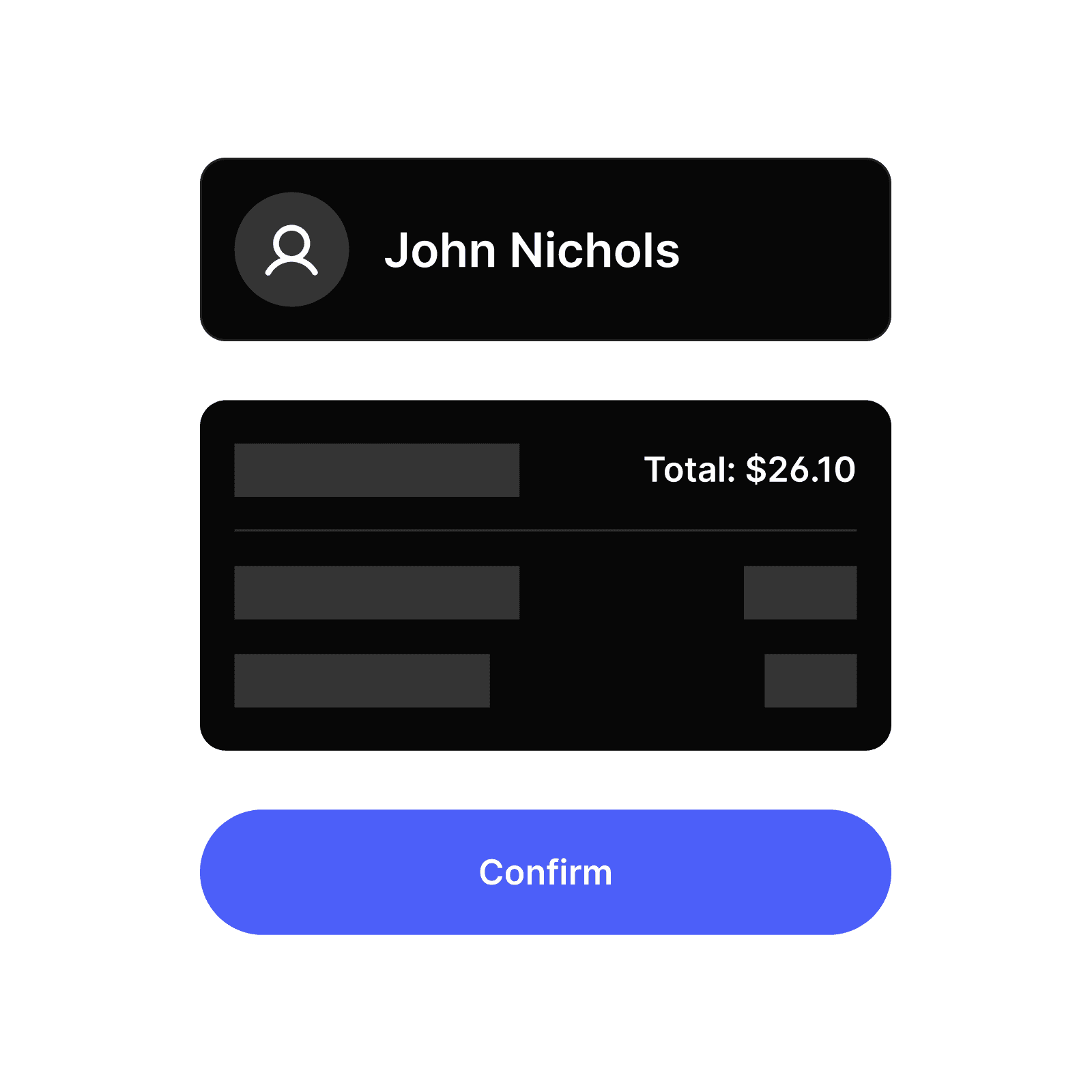 Confirming a guest's check total on the Blackbird device
